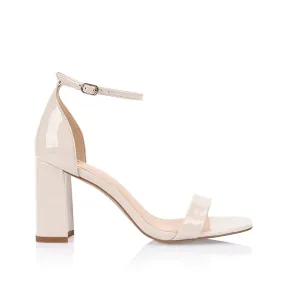 Carly Block Heel Sandals - Bone Patent Birthday Glam
