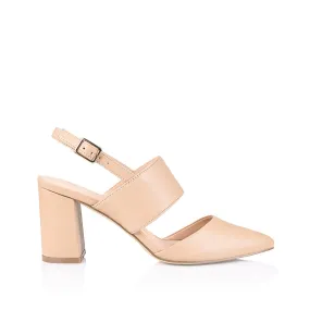 Ena Closed Toe Block Heels - Nude Smooth Trip Pair Week Trip