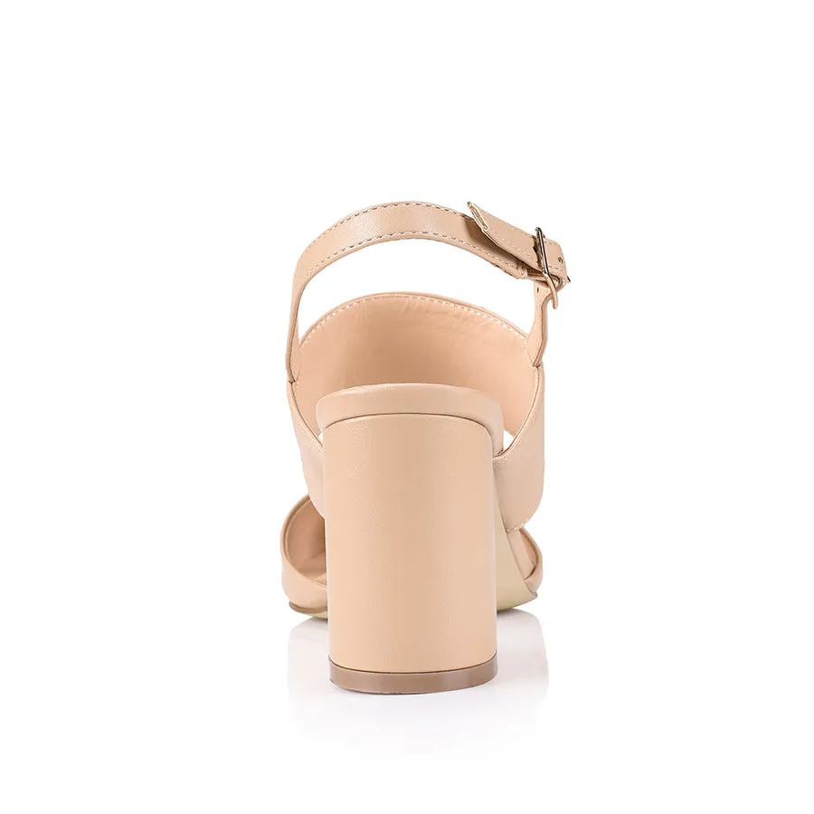 Easy Travel Play Step Ena Closed Toe Block Heels - Nude Smooth