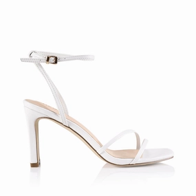 Comfortable Platform Heels Kimmy Slim Strappy Heels - White Smooth