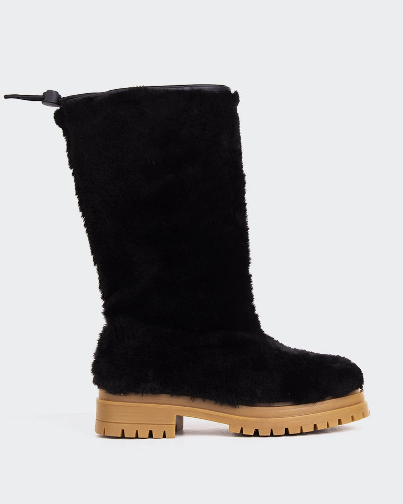 Crisp Finish Chow Black Faux Fur