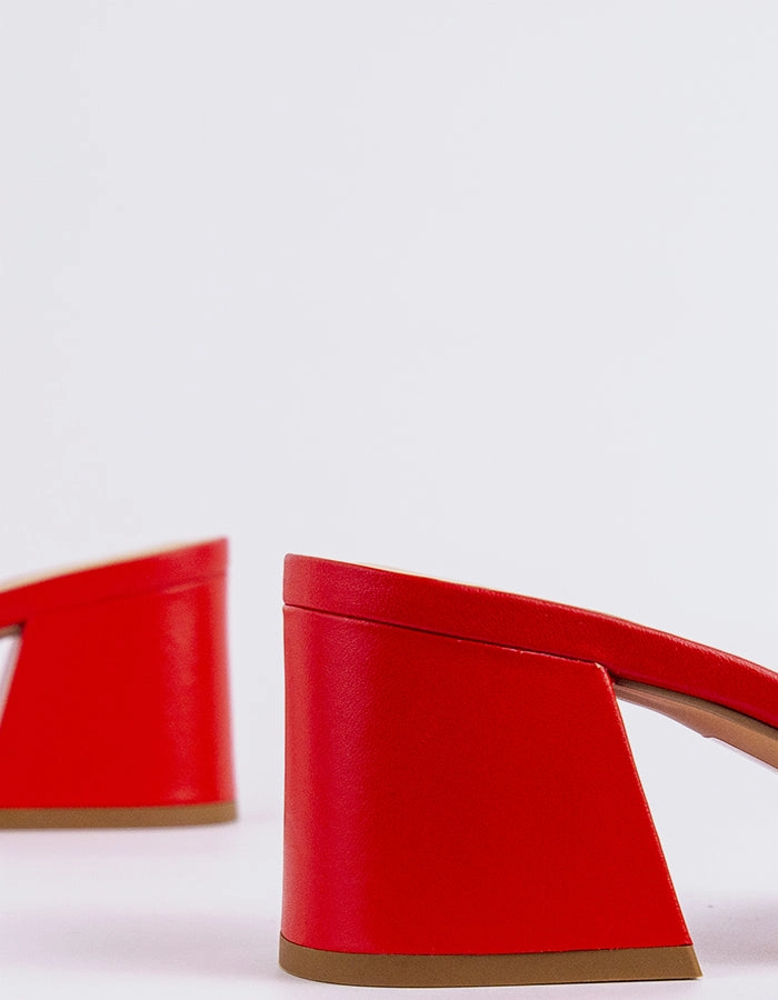 Clarabelle Red Leather Mid Top Faux Leather