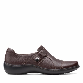 Clarks Cora Poppy in Brown Leather Stylish Cushioning Smart Look