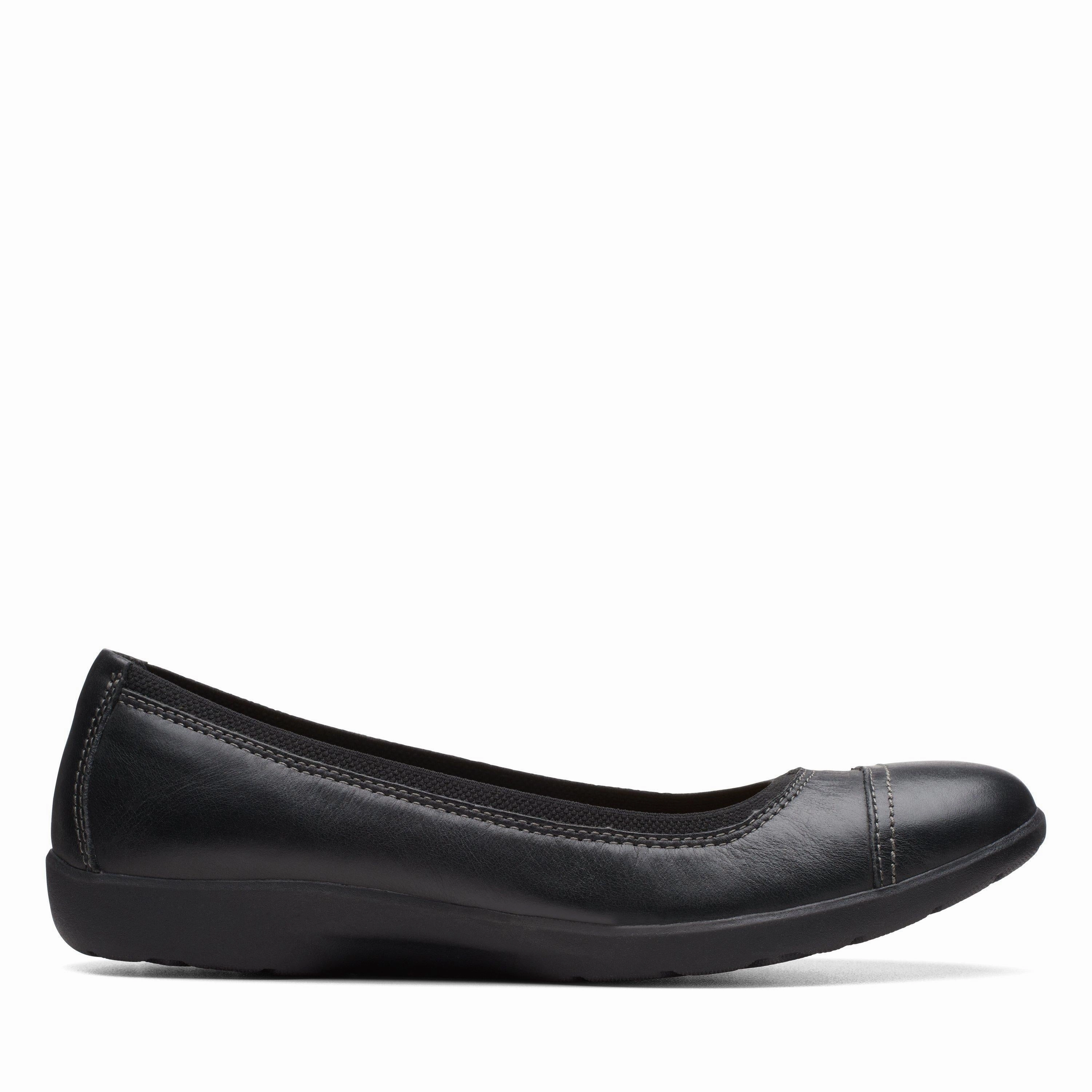 light texture Soft Finish Clarks Meadow Opal in Black Leather