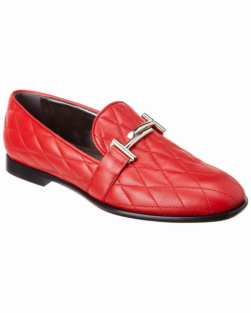 TOD??s Double T Quilted Leather Loafer leatherette