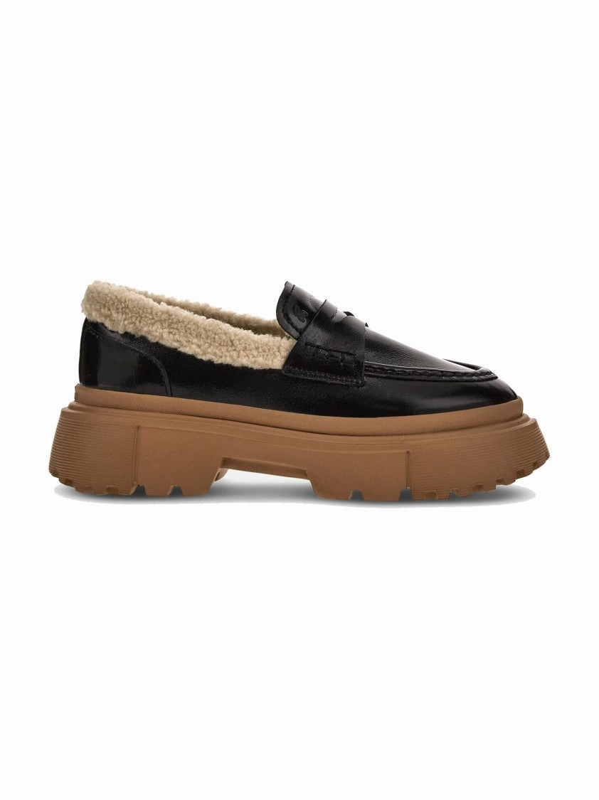 H629 Black Patent Leather Moccasins Wide Width Option All Setting