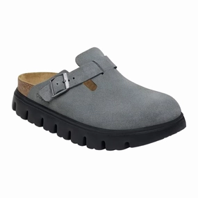 Birkenstock Boston Pap Chunky Basalt Gray / Black  1029142 Women's Office-Ready Shoes Outdoor Sport
