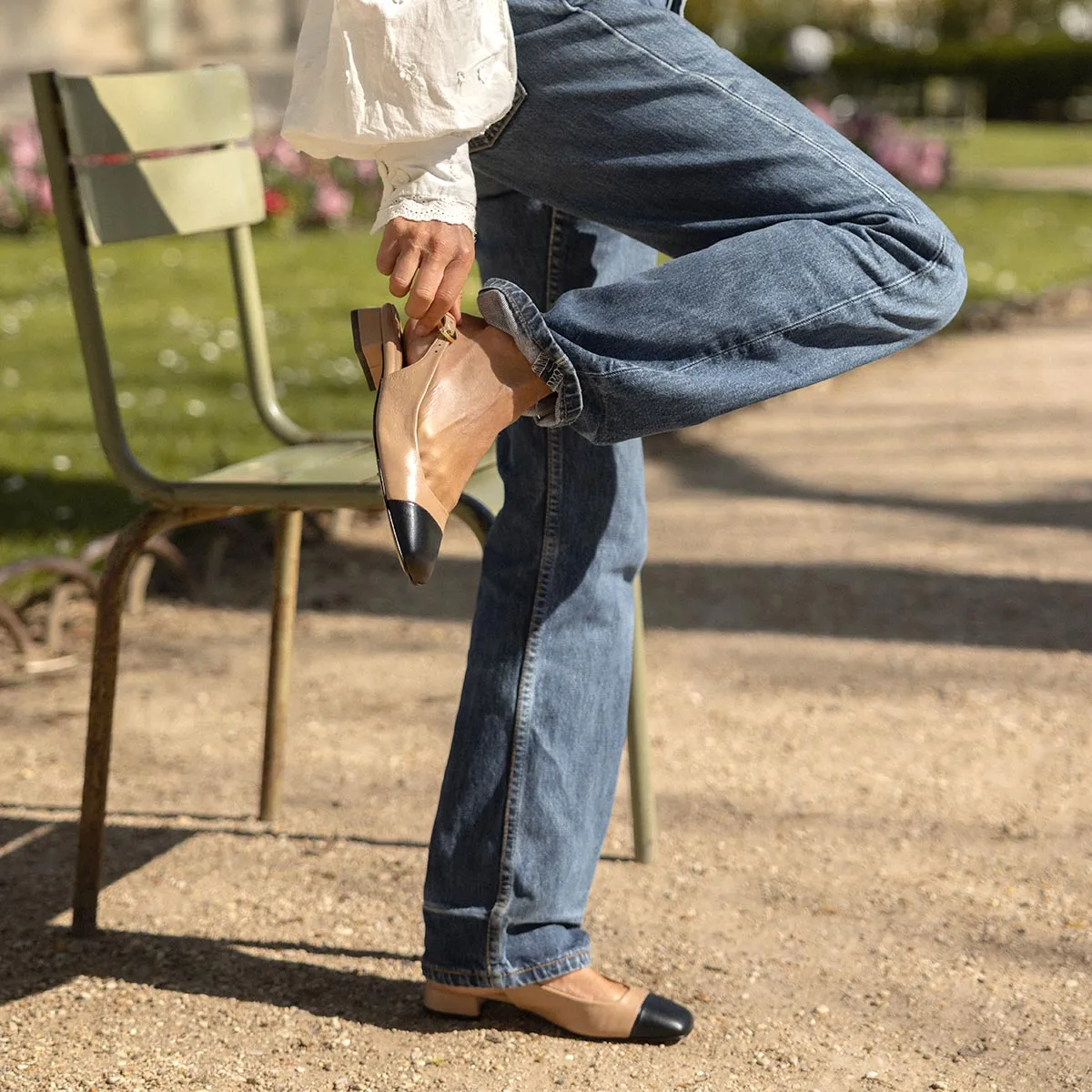 The Darcy Slingback - Dune and Black Nappa Shear Reducing Liner All-day lining