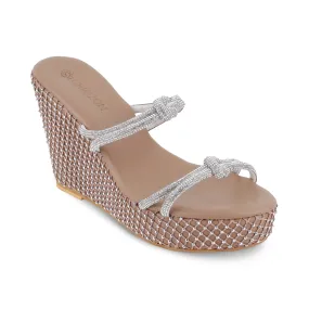 Durable TPR Outsole STARDUST- SILVER GLITTER WEDGES