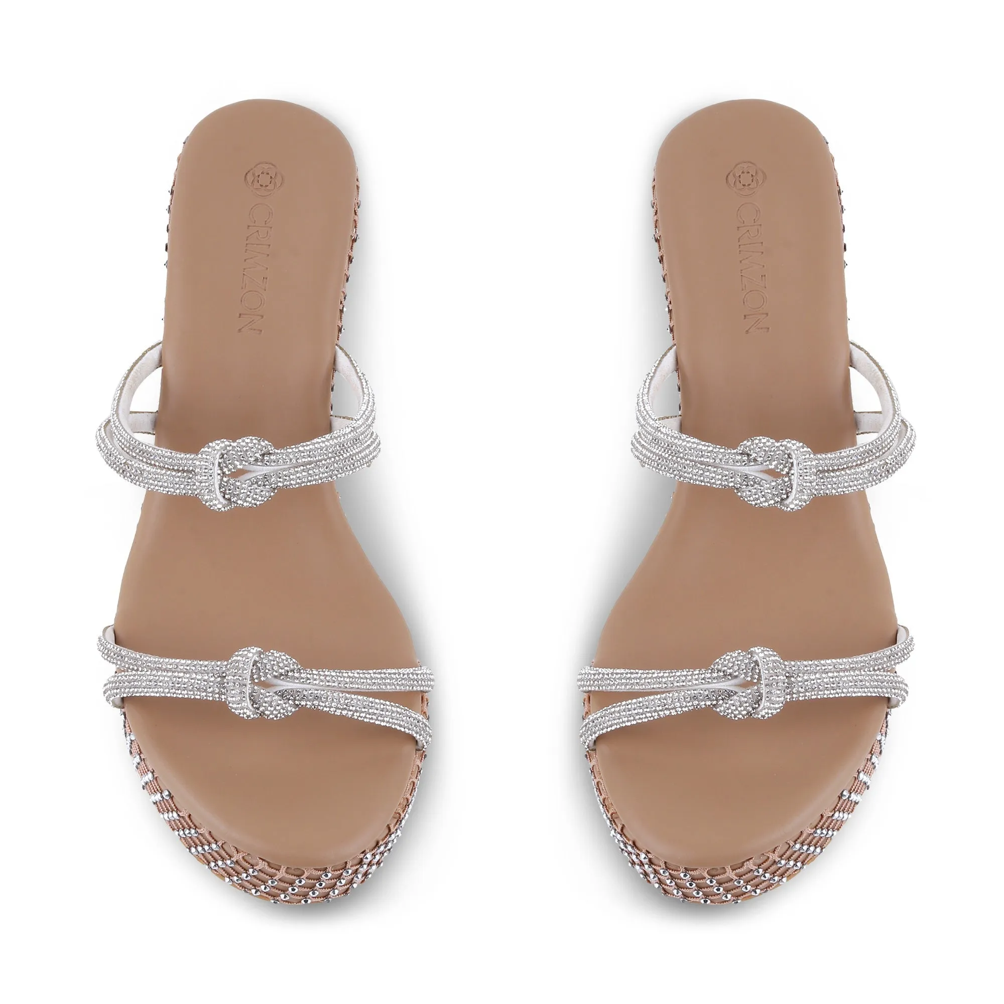 Stretchy sole STARDUST- SILVER GLITTER WEDGES