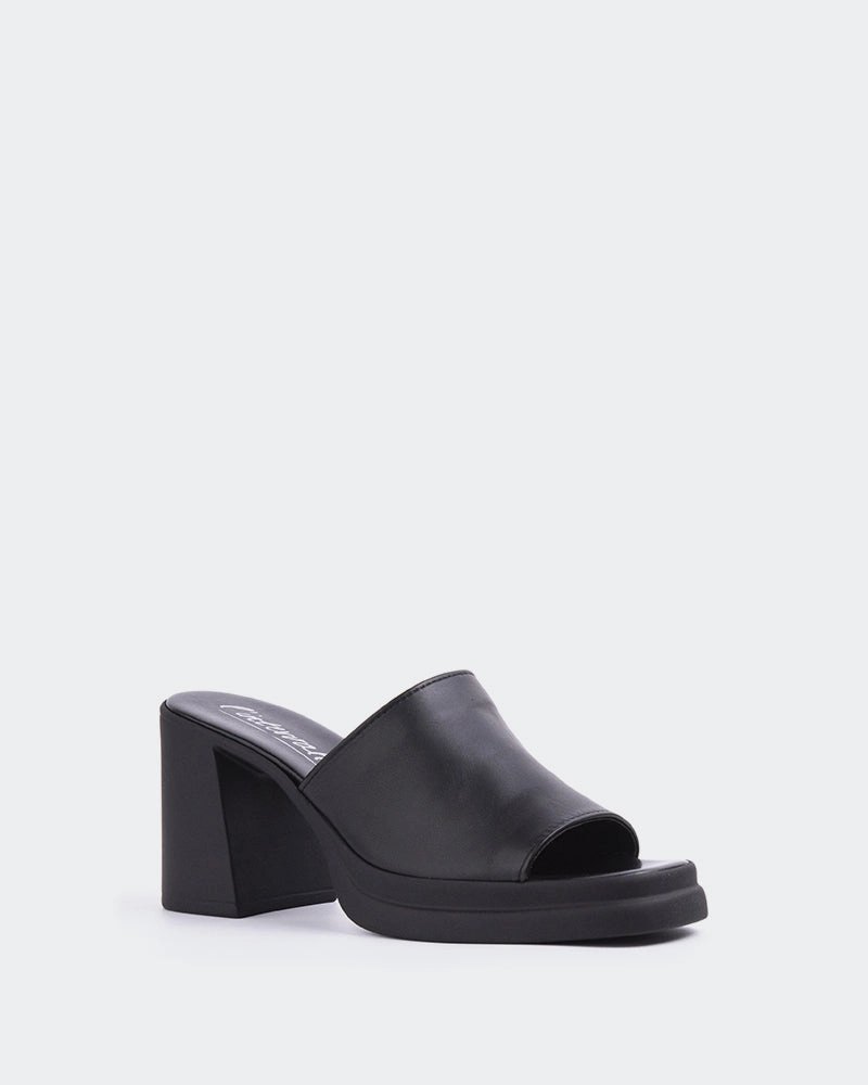 Arezzo Black Leather Comfy Sandal Step Quick Slip-On Design