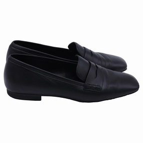 Fashionable Fit Soft Safe Khaite Square-Toe Penny Loafers in Black Leather