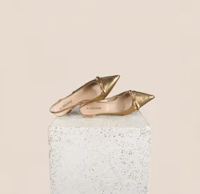 Pescara - Gold Foil Kitten Heels Peep Toe Pumps