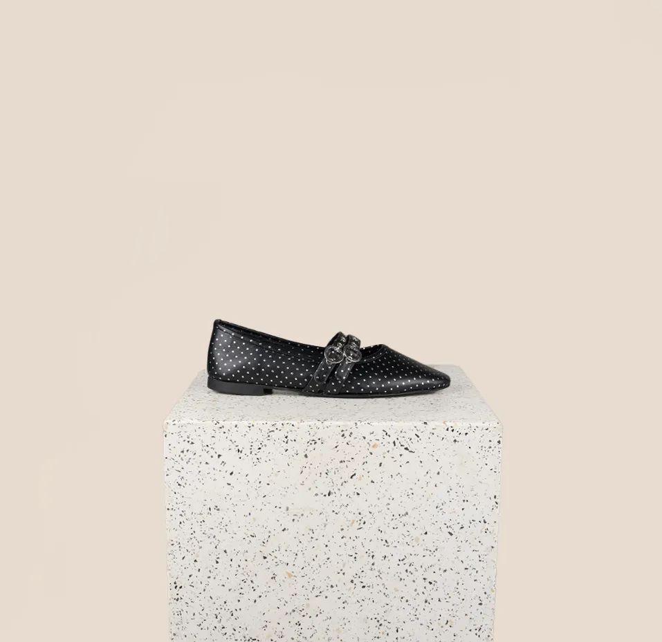 Como 2 Buckle -Dotted Silver Dance Mood Casual Slip-On