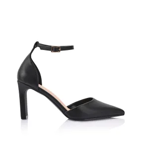 Kosta Closed Toe Block Heels - Black Tapered Heel