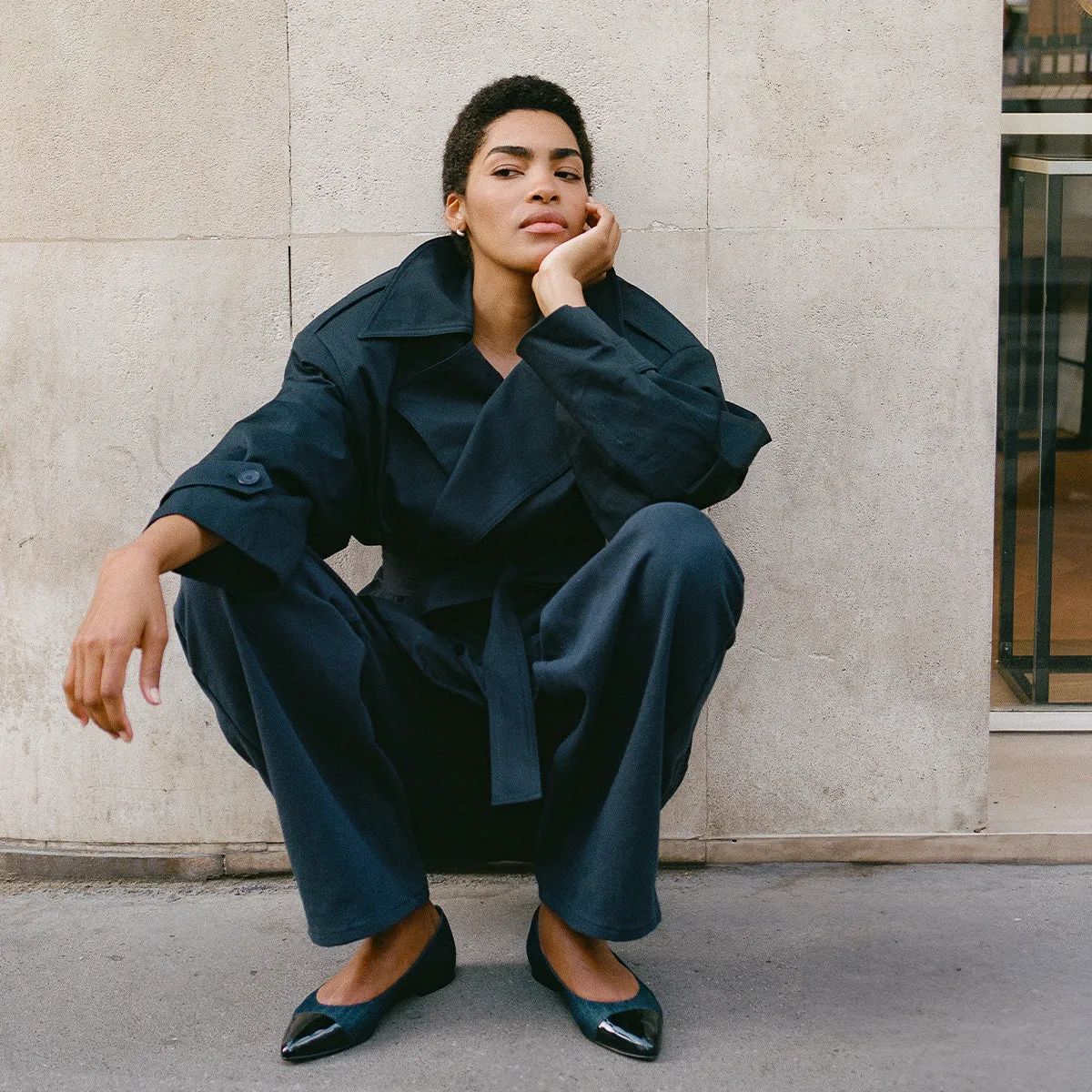 The Pointe - Indigo Denim and Patent Chic Sole