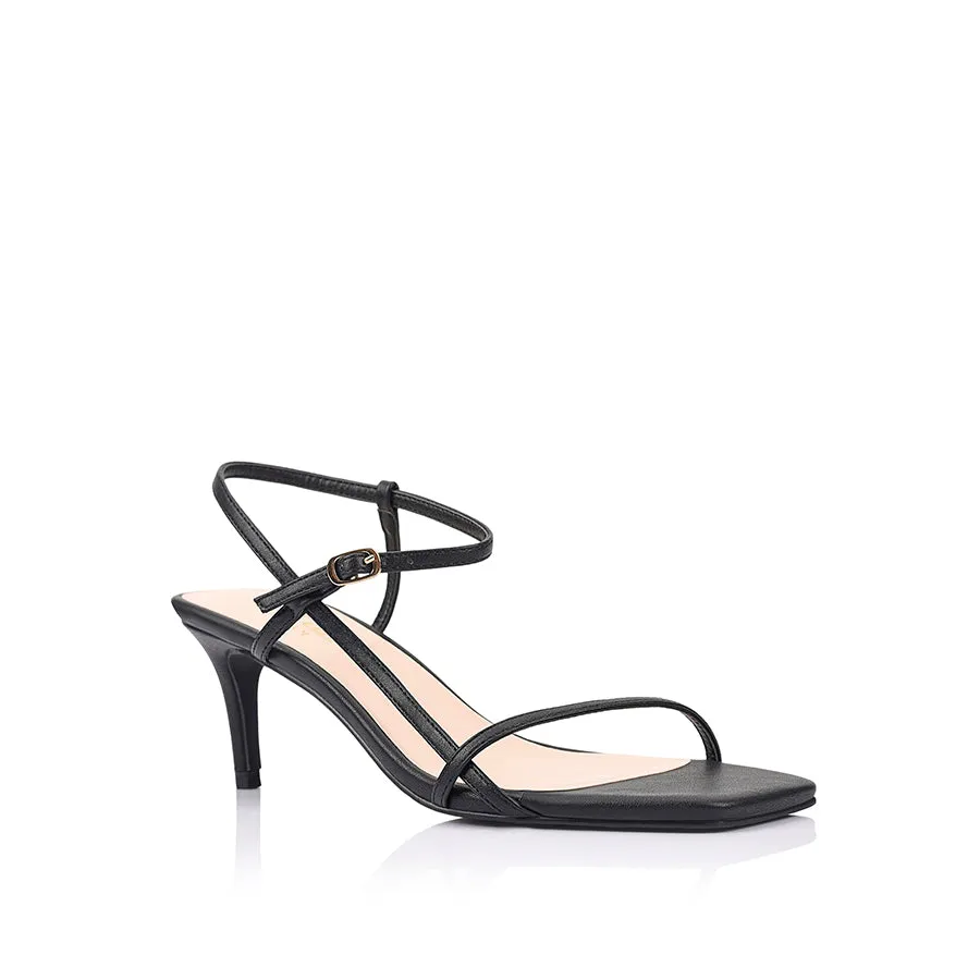 Tatiana Strappy Sandals - Black Suede Comfortable Wedding Shoes