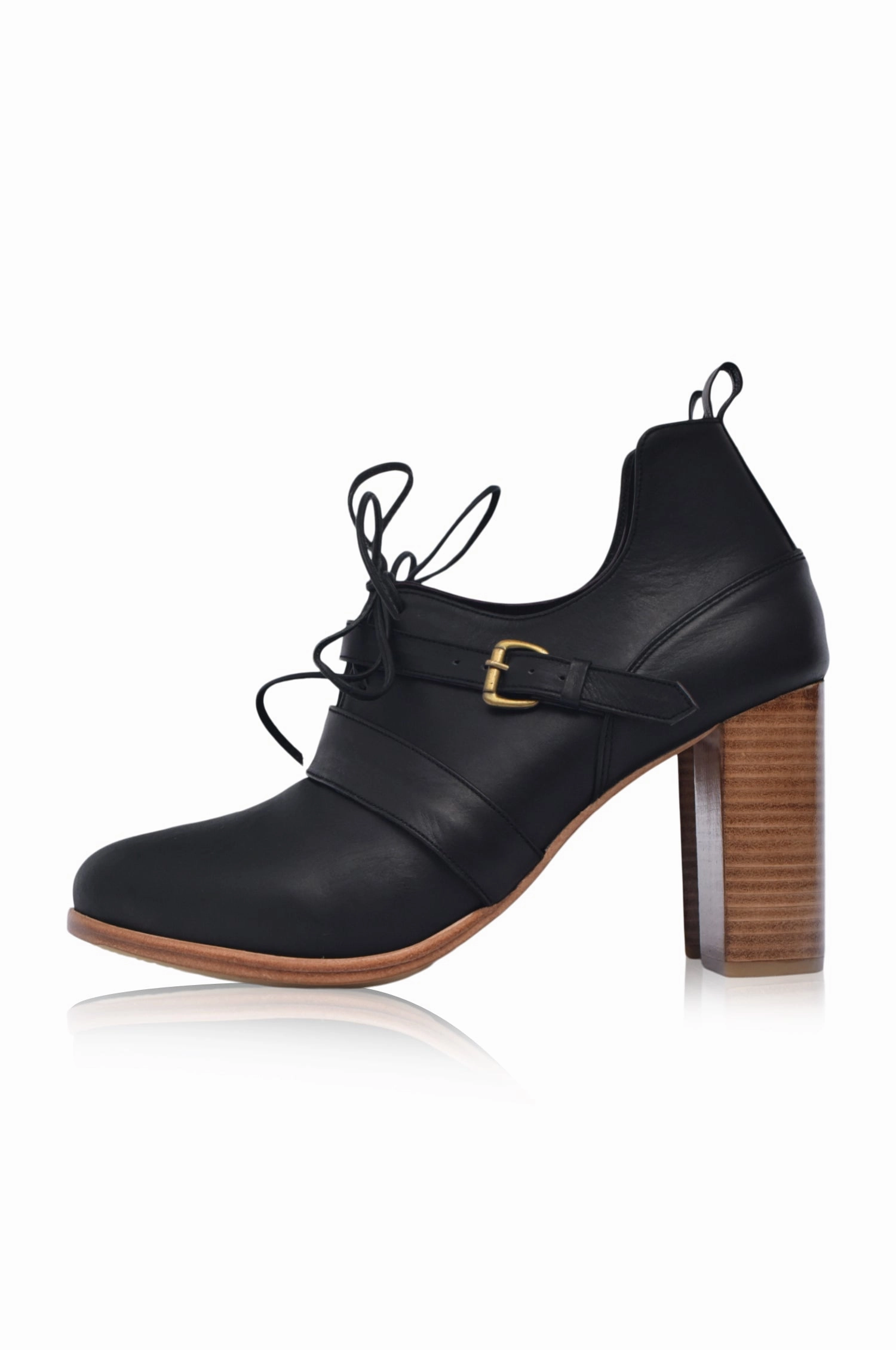 Josephine Lace up Leather Heels Matte Finish Corporate Day