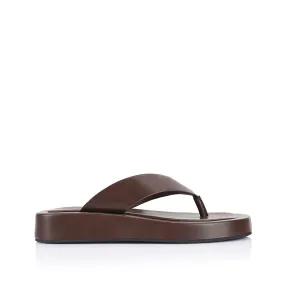 Stylish Design Easy Fit Flats Bouncer II Flatform Thongs - Chocolate Brown