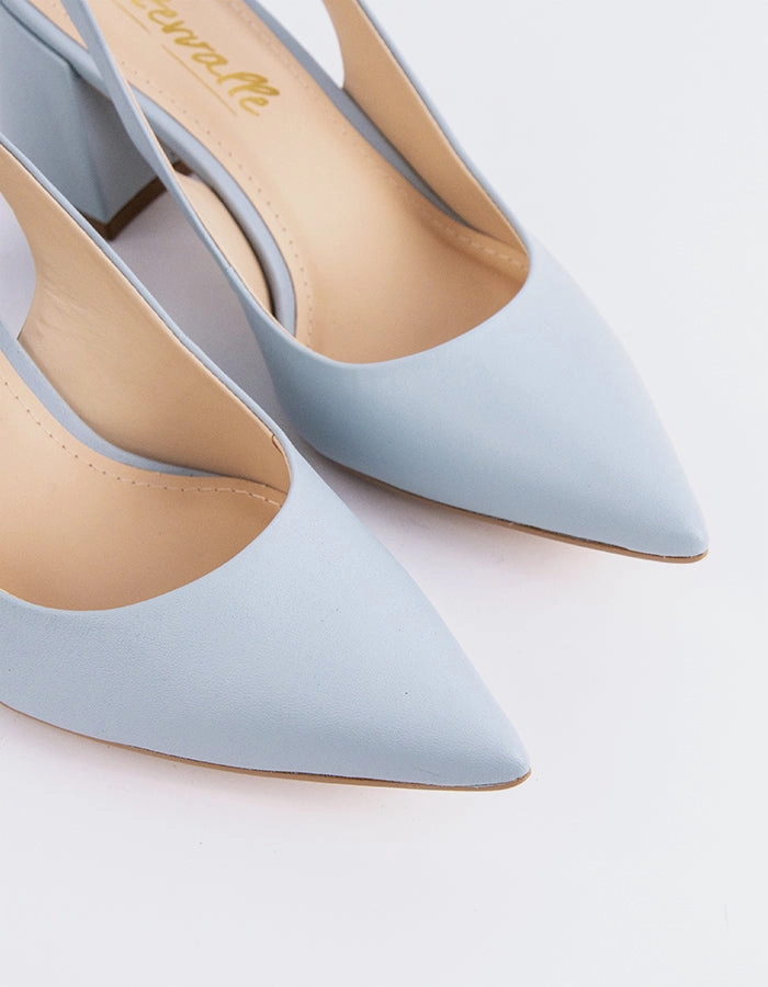 Luxury Sandals Medium Heel Dalida Blue Leather