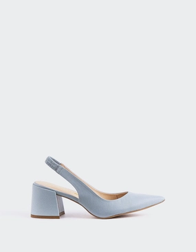 Wide Fit Heels Dalida Blue Leather