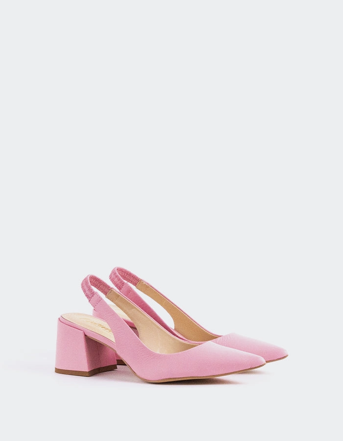 Dalida Pink Leather Winter Heels Chic Designer Heels