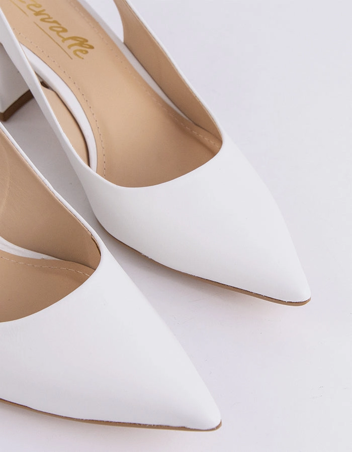 Stretchable Fabric Evening Stilettos Dalida White Leather