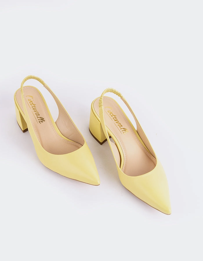 Dalida Yellow Leather Bohemian Style Heels