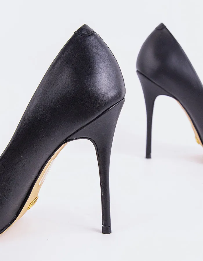 Elegant Sandals Minimalist Heels Teeva Black Leather