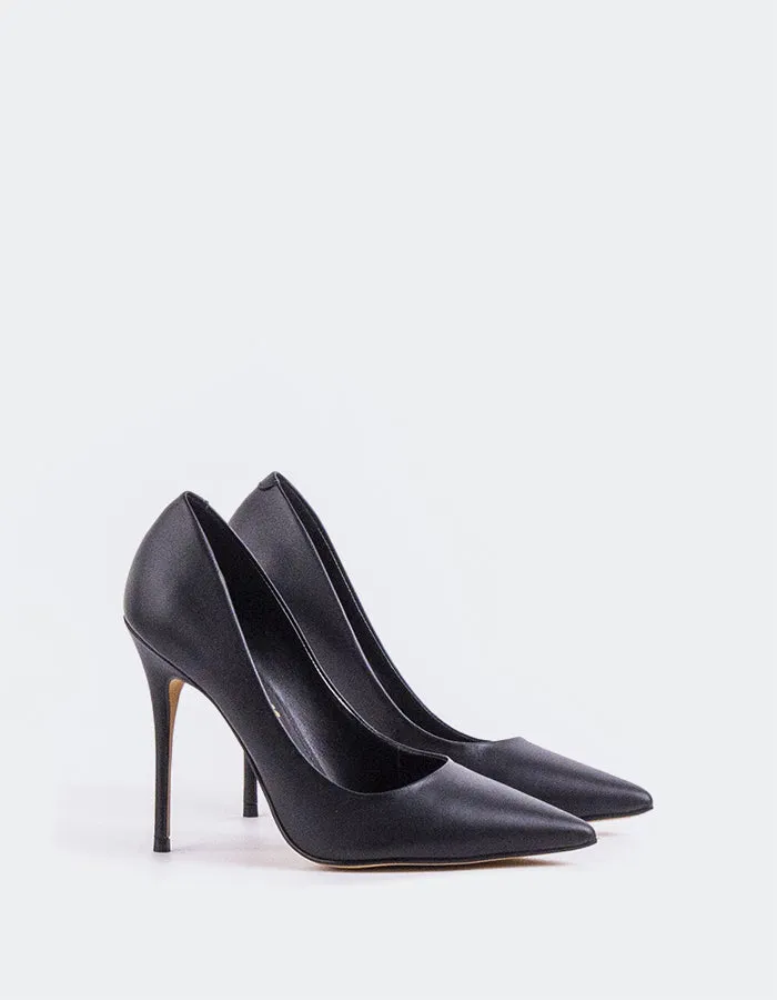 Teeva Black Leather Luxury Wedding Pumps