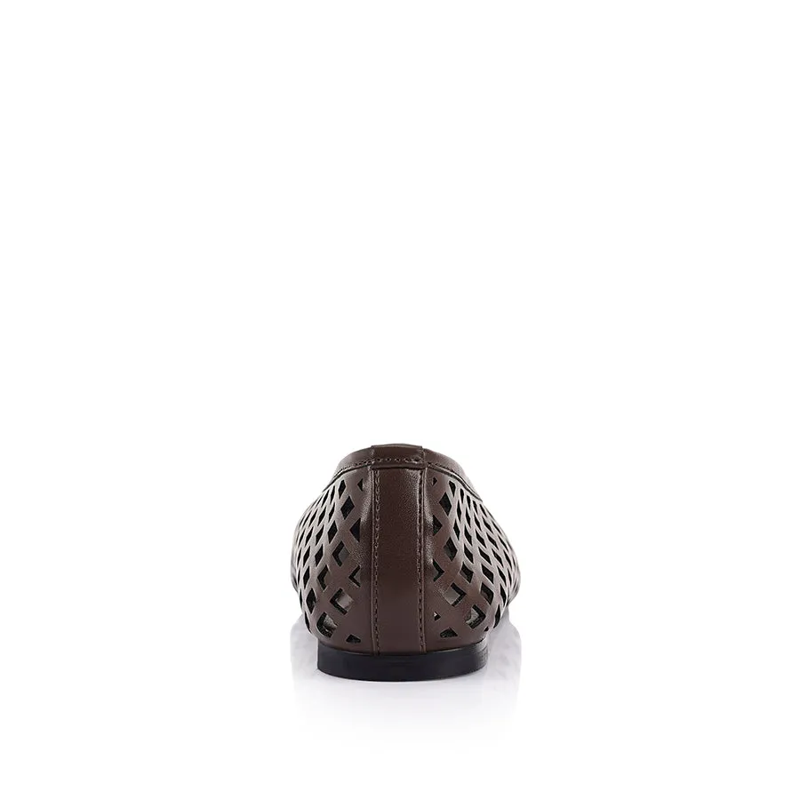 Ocean Step Wind Guard Dazed Ballet Flats - Chocolate Brown