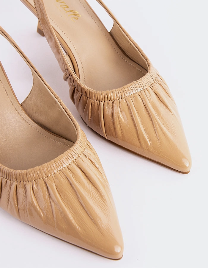 Delft Nude Leather Smart Casual Heels