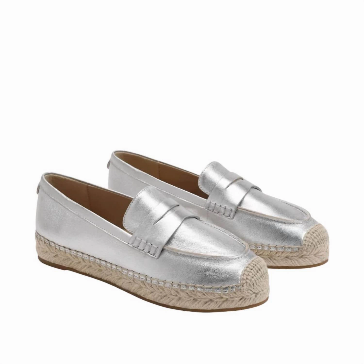 Women's Kai Espadrille Flat Loafer In Soft Silver Travel Comfortable Support