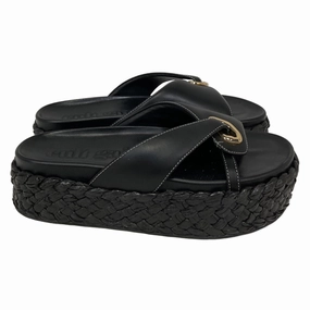 Cult Gaia Blythe Platform Sandals in Black Leather Chic Minimalism