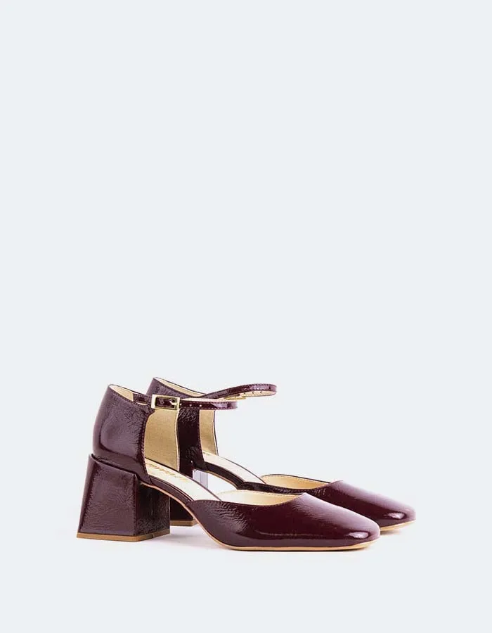 Stacked Heel Responsive Parenna Burgundy Naplack