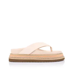 Sleek Profile Shoes Theo Platform Thongs - Bone White