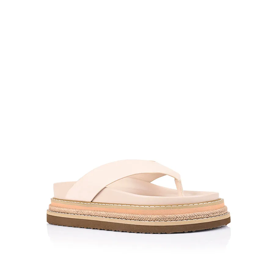 Strap Easy Theo Platform Thongs - Bone White