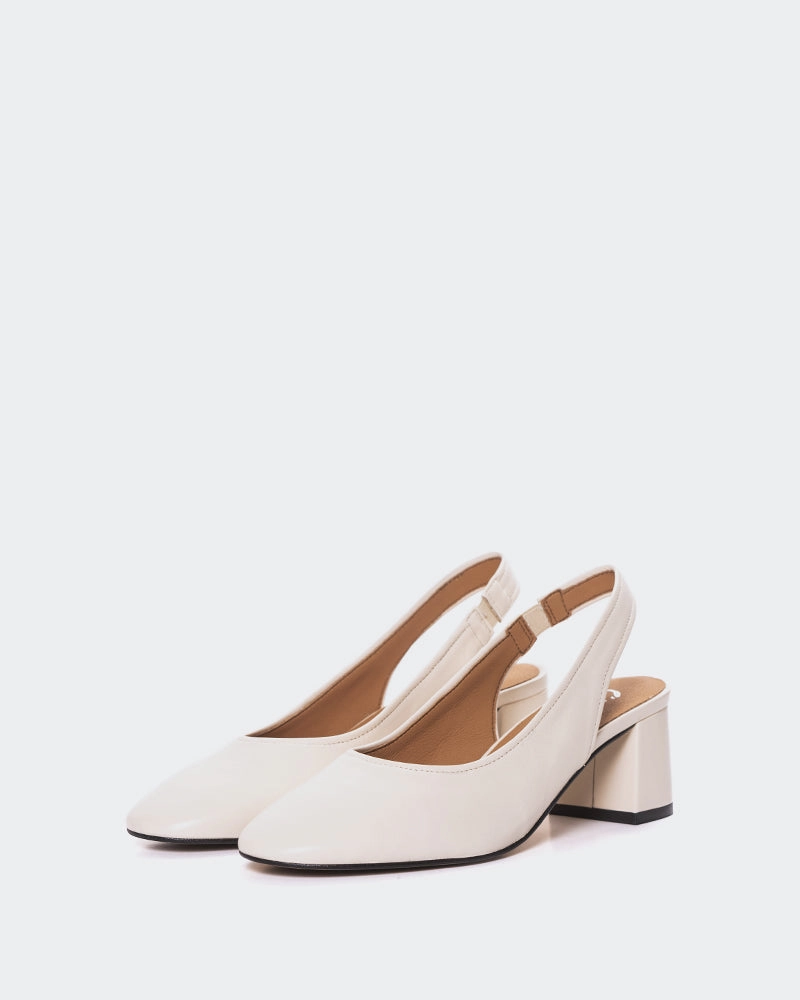 Jarotes Off White Leather Comfortable Heel