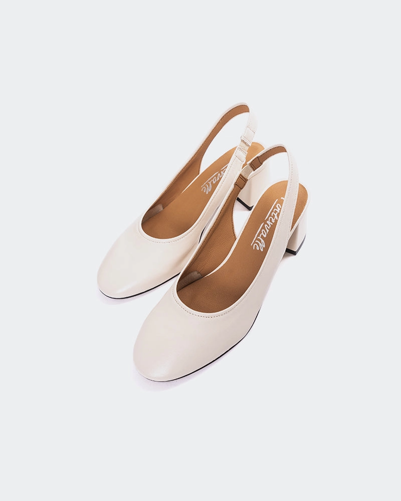 Jarotes Off White Leather Trendy Platform Heels