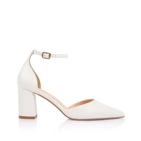 Eli Closed Toe Block Heels - Chalk White Fashionable Wedges Comfortable Backstrap
