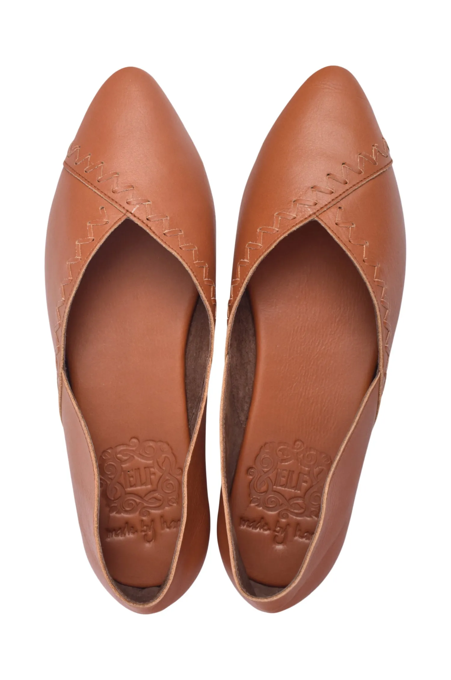 Everyday Comfort Shoes Leaf Glow Elle Pointy Toe Leather Ballet Flats