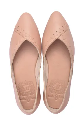 Elle Pointy Toe Leather Ballet Flats Stretchable Upper Peace Path
