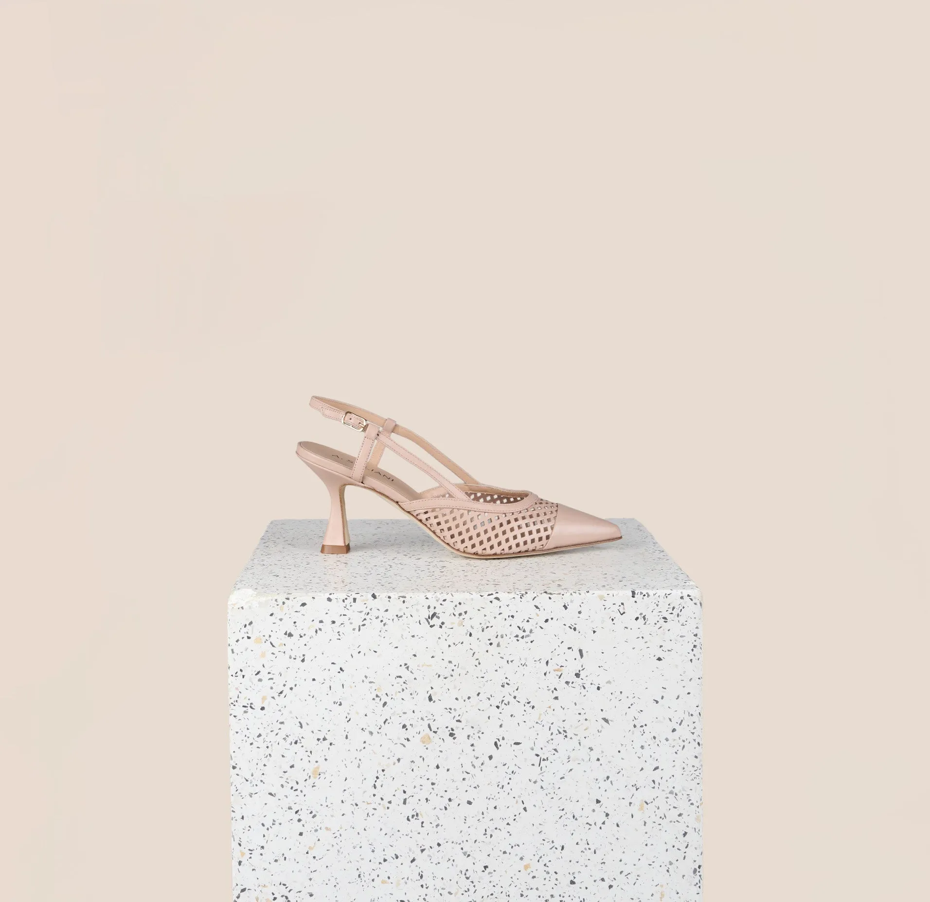 Emma - Perforated Beige Nude Heels for Spring