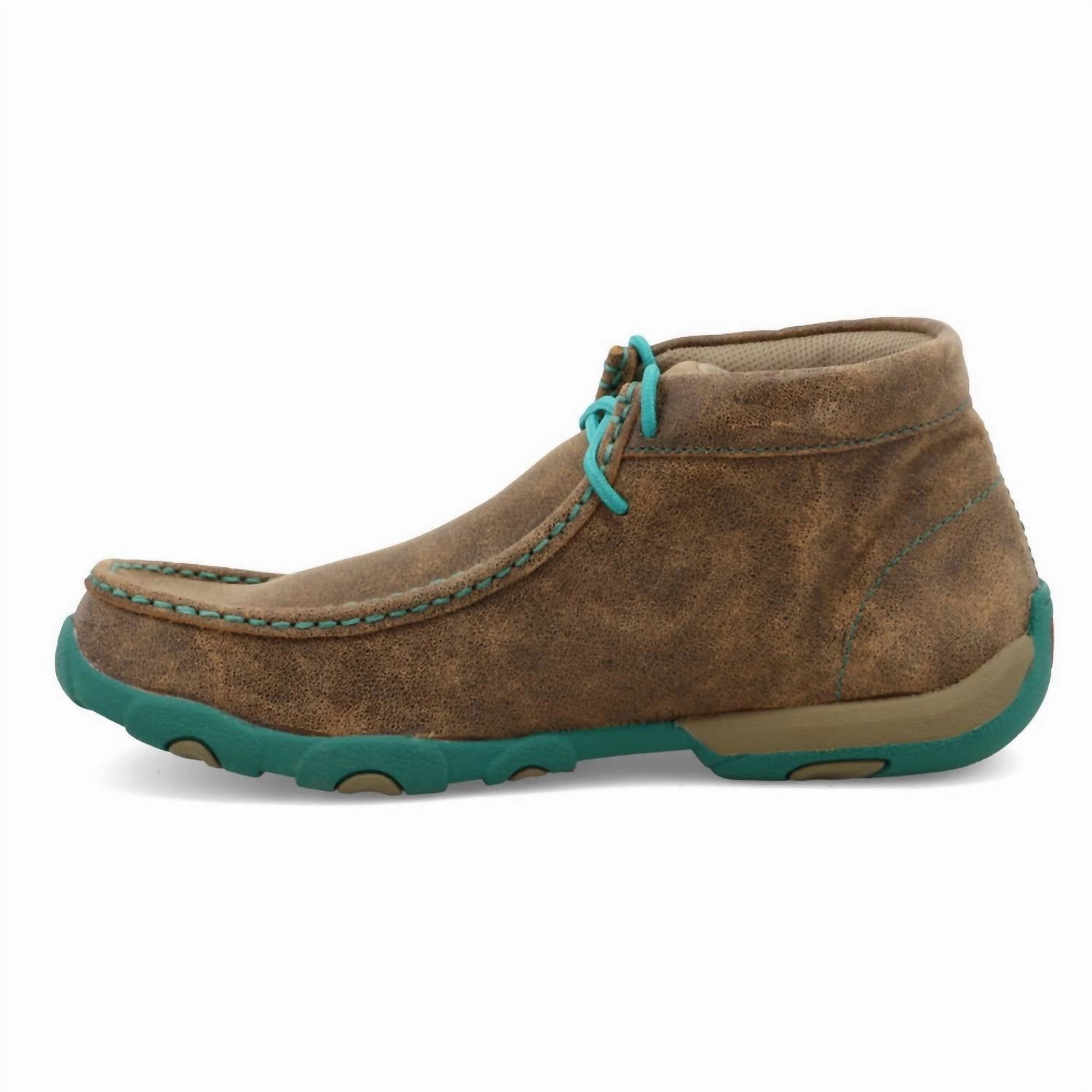 Short Path Harbor View Women's Chukka Driving Moc Shoe In Brown/turquoise