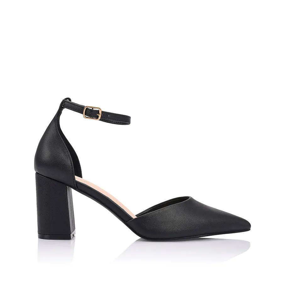Reinforced toe Eli Closed Toe Block Heels - Black