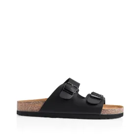 Breathable Slip-Ons Xylo Footbed Slides - Black Smooth