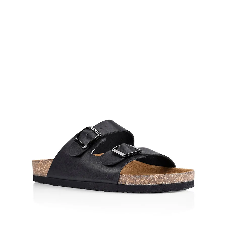 Model Look Xylo Footbed Slides - Black Smooth