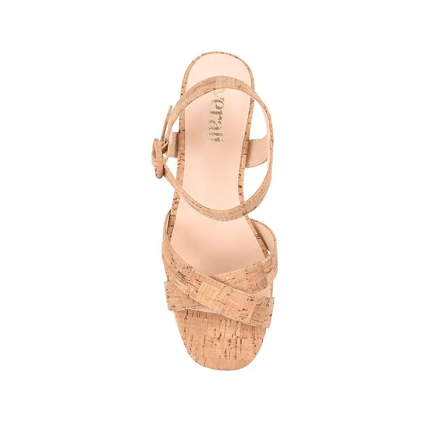 Flirty Energy Comfortable Wedding Shoes Hazel Platform Heels - Cork