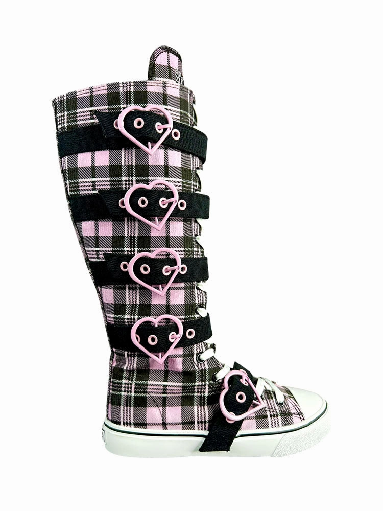 Ankle Hugging Design RAWR XD HEARTS - PINK PLAID