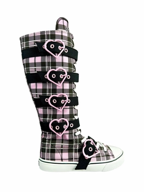 Ankle Hugging Design RAWR XD HEARTS - PINK PLAID